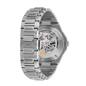 Back shot image of IWC Ingenieur Perpetual Calendar 41 with stainless steel Case and stainless steel bracelet.