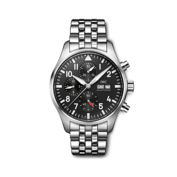 Image of IWC Pilot's Watch Chronograph with blue dial, stainless steel case and bracelet