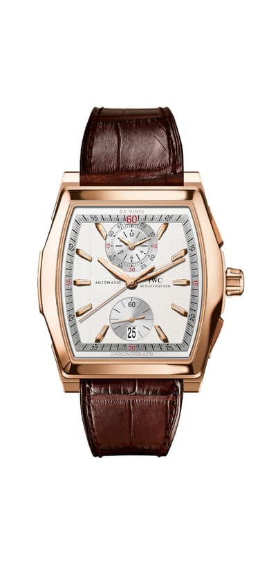 Image showing the IWC 89630 calibre watch with white dial and brown leather strap