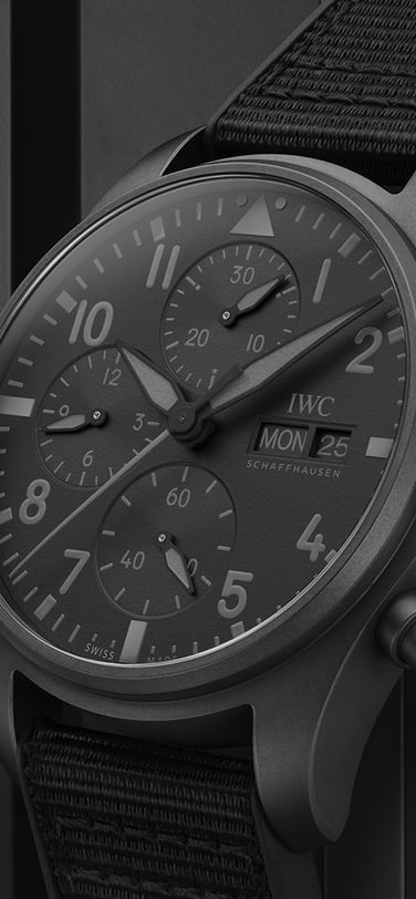 Close up of Pilot’s Watch Chronograph 41 top gun ceratanium® iw388106