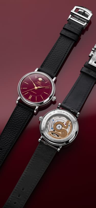 IW459604 Portofino Automatic Moon Phase 37 Year of the Snake with Red dial, stainless steel case and Black calfskin strap