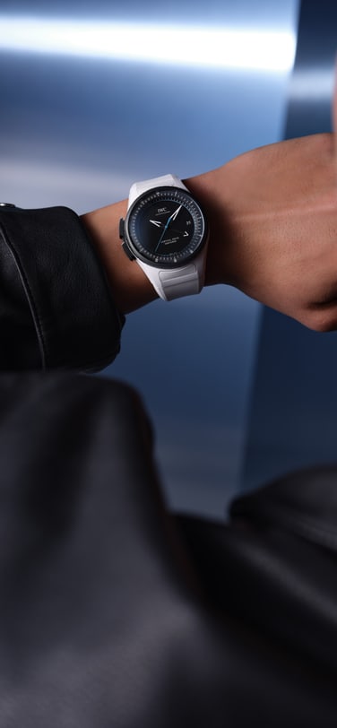 Wrist shot of a person wearing a Pilots Venturer Vertical Drive watch