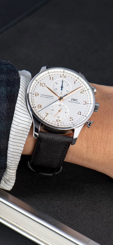 The Portugieser Chronograph (Ref. IW371604) feat. the new IWC TimberTex watch strap in black