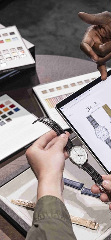 Boutique associates assist you through customization with a signature box of samples and options