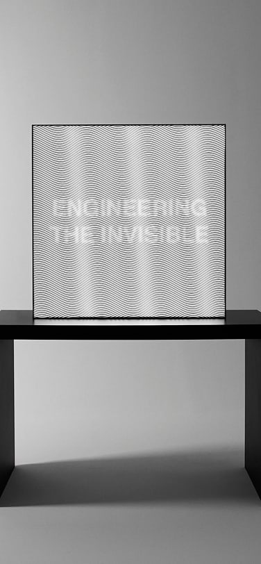Black-and-white optical artwork by Italian artist Andrea Crespi, created for IWC Schaffhausen's Milan Design Week 2026 installation