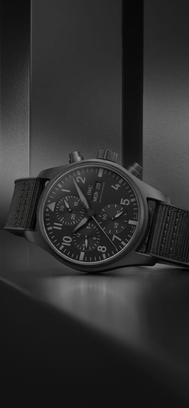 IW388106 PILOT’S WATCH CHRONOGRAPH 41 TOP GUN CERATANIUM® Ceratanium® case, Black dial, Black rubber strap with textile inlay