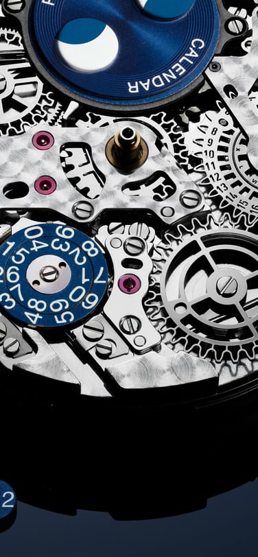 Closeup image of the movement of the IWC Perpetual Calendar ProSet system