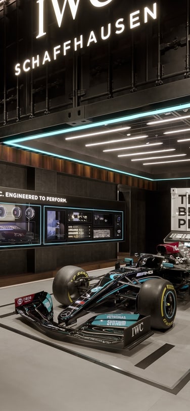 The Dubai boutique with Mercedes-AMG Formula 1 car on display