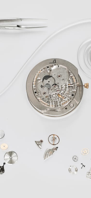 Image showing a disassembled IWC watch on white background