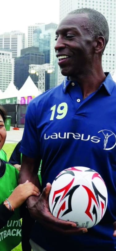 Laureus sporting event featuring a young soccer team