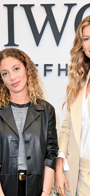 Malaika Crawford wearing Ref. IW328902 with a silver dial, and Gisele Bündchen sporting Ref. IW328903 in aqua