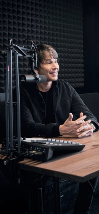 Brian Cox and Chris Grainger-Herr, CEO of IWC Schaffhausen, during the podcast recording