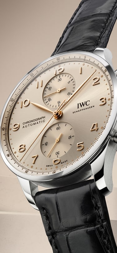 High-Angle image showcasing the Portugieser Chronograph Dune Watch