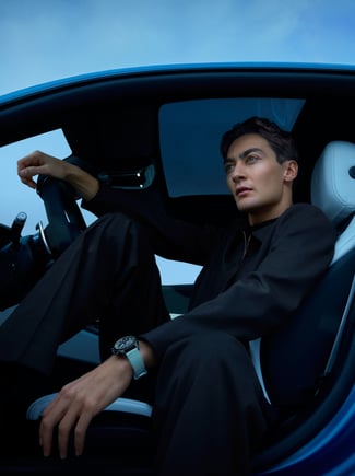 車に座っているジョージ・ラッセル