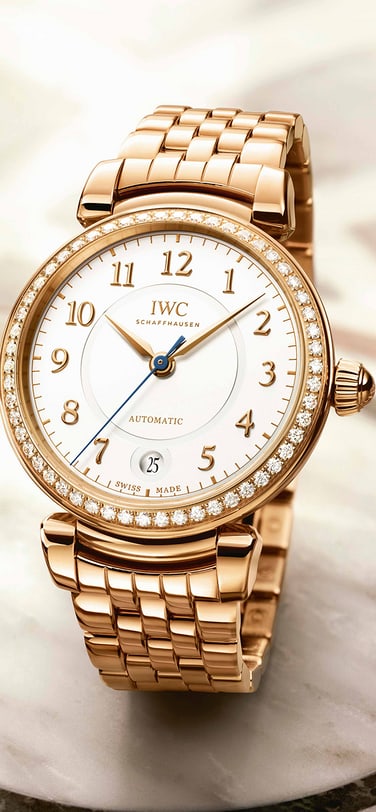 Da vinci automatic 36 (reference: IW458310) watch with 18 ct 5N gold Case and bracelet, silver dial