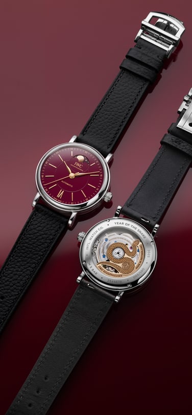 IW459604 Portofino Automatic Moon Phase 37 Year of the Snake with Red dial, stainless steel case and Black calfskin strap