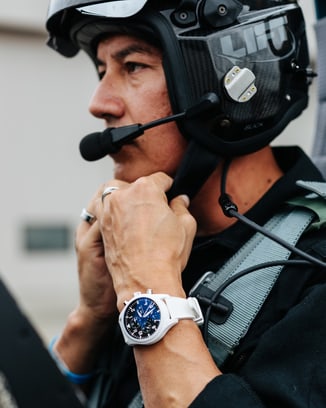 Pilot John Baum aka. ‘Slick’ wearing the IWC Pilot’s Watch Chronograph Top Gun Edition “Lake Tahoe” (Ref. IW389105)