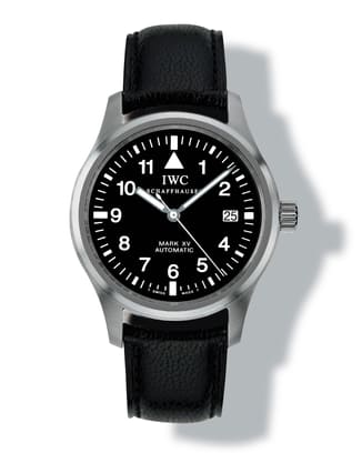 IWC IW325301 Mark XV with black dial, stainless steel case and black leather strap