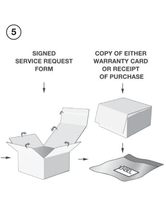 Step-by-step diagram illustrating how to place the packaged IWC watch into the shipping box and the provided envelope