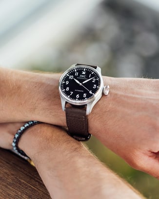 The Big Pilot’s Watch 43 (Ref. IW329301) sporting the MiraTex™ strap in brown