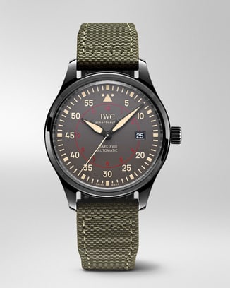 IW324702 Pilot’s Watch Mark XVIII TOP GUN Miramar with black dial, ceramic case and khaki strap