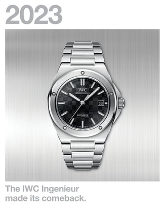 Image of the relaunched 2023 IWC Ingenieur watch with the date 2023