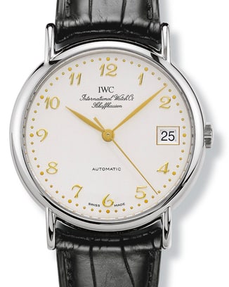 IWC IW351319 Portofino Automatic with white dial, steel case and black leather strap