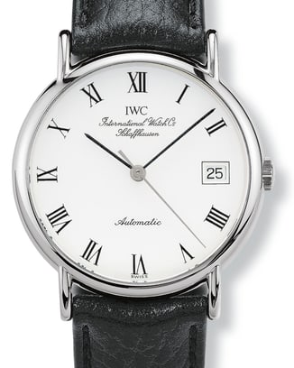 IWC IW351334 Portofino Automatic with white dial, steel case and  black leather strap