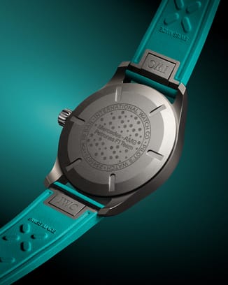 Back side of an automatic watch with hexagon-engraved case back