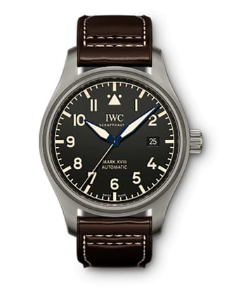 IW327006 Pilot’s Watch Mark XVIII Heritage with dark brown dial, titanium case and dark brown calfskin strap