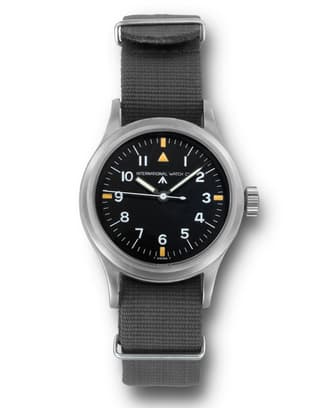 IWC 1948 Mark 11 with black dial, silver case and black strap