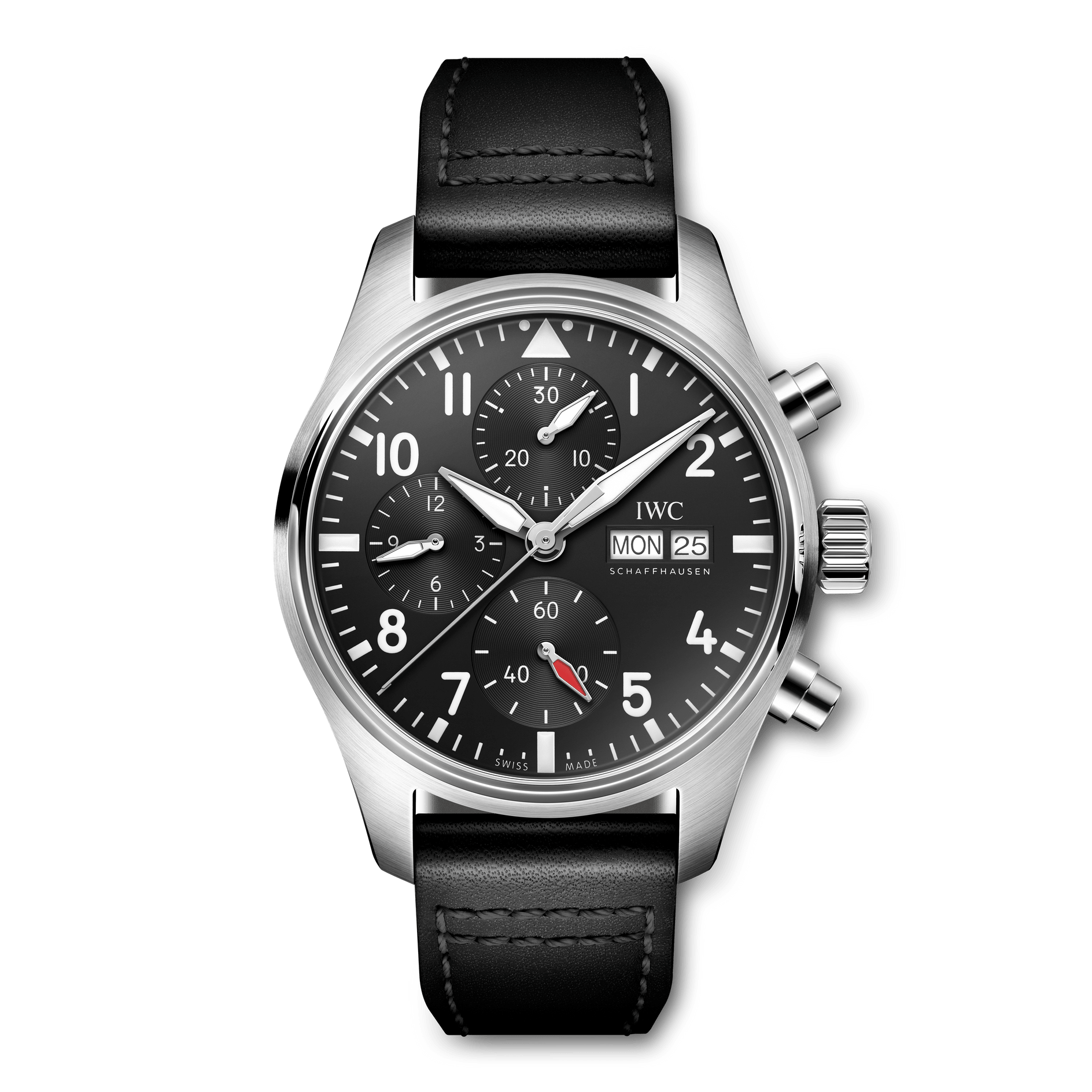 IWC Pilot's Watch Chronograph 41 Stainless Steel Black Dial Leather Strap IW388111 IWC Pilot's Watch Chronograph 41 ... Steel Black Dial Leather Strap IW388111