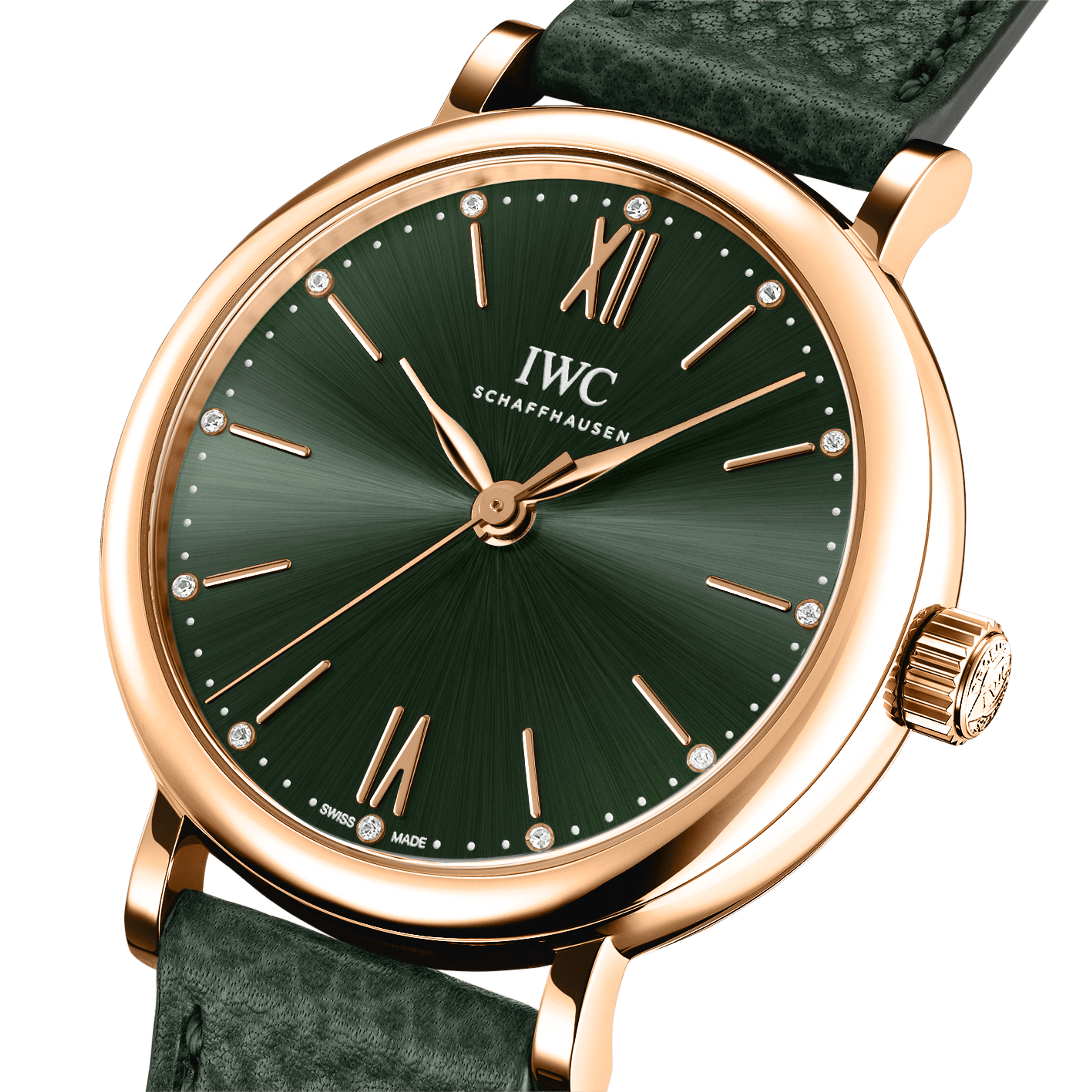 IWC】レディースウォッチ18Kゴールドケースに鮮やかなグリーン文字盤は